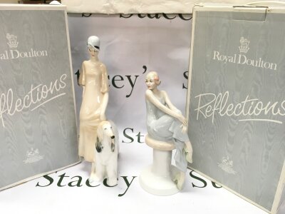 Two boxed Royal Doulton Reflections figures , Flirtation HN3071 and Promenade HN3072