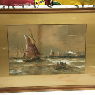 Thomas Bush Hardy 1842-1897. Another framed and glazed coastal watercolour, approx 54cm x 37cm including frame.