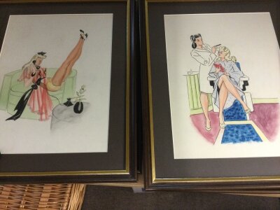 A set of six framed vintage  pictures in the style of Paul Colin .