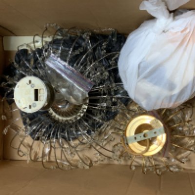 A chandelier style standard lamp together with 3 modern chandeliers.and a bedside lamp - NO RESERVE