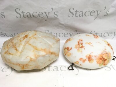 Two 1930s glass ceiling lamp shades.