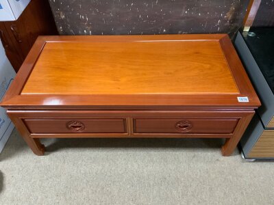 A Chinese elm 2 draw coffee table.