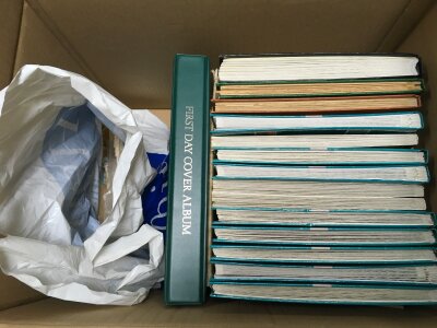 A large collection of British and World stamps, a First day covers albums and a bag of loose stamps