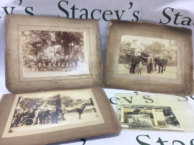 Two early photos of horse and traps etc and various other small vintage photos