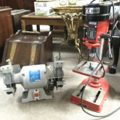 A Sealey bench drill model no.sdm30 and a Draper bench grinder model SL150- NO RESERVE