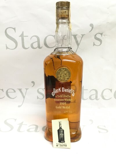 A bottle of Jack Daniels 1905 Gold Medal whiskey.