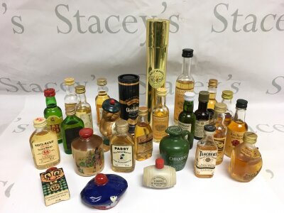 A collection of whisky miniatures.