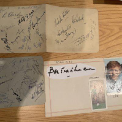 Manchester City Football Autographs: Removed from autograph book with some autographs back to back. Includes Savage Lievers Clarke Fagan Trautmann Barnes and McClelland.