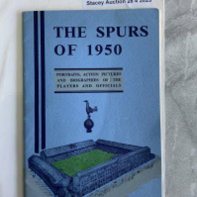 1950 Tottenham Championship Signed Football Handbook: The Spurs Of 1950 50 page excellent condition handbook. Every other page has a full size picture of a Spurs player and 13 have hand signed without dedication in biro. Includes Alf Ramsey Bill Nicholson Eddie Bailey Len Duquemin Ron Burgess Harry Clarke and Ted Ditchburn. Tottenham won the 2nd division championship in 49/50 and the 1st division championship in 50/51.