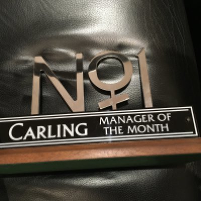 Gerry Francis Tottenham Manager Of The Month Football Award: Carling Manager of the month award with No1 to top of wooden base measuring 13 inches across. Given to his assistant Roger Cross afterwards.