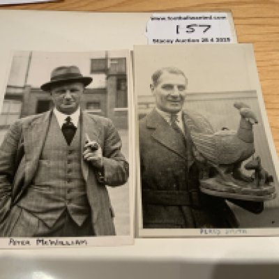 Tottenham Pre War Managers Football Postcards: Peter McWilliam and Percy Smith both with name hand written to lower border. Pencilled information to blank rear. (2)