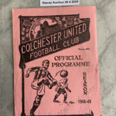 48/49 Colchester United v Tottenham A Football Programme: Good condition with no team changes from the Eastern Counties League dated 2 10 1948. Very light folding.