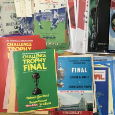 Trophy Vase + Amateur Cup Final Football Programmes: From 1950 onwards to include 23 Amateur Cup with 8 from the 50s, 43 x FA Trophy and 38 Vase. Incomplete runs but all different. Mainly good. (104)
