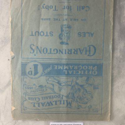 37/38 Millwall v Torquay Football Programme: Fair condition division 3 match with no team changes. Cover is a bit worn to edges.