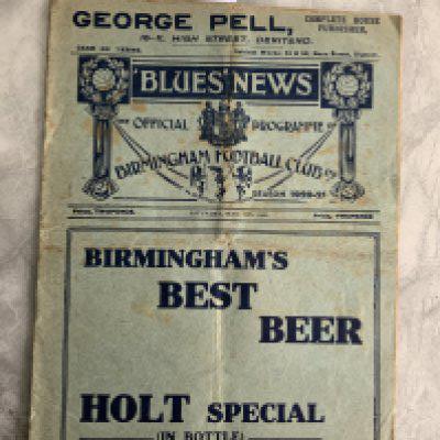 1920 - 1921 Birmingham City Reserves v Worcester City Football Programme: Fair/good condition programme with no team changes. Wear to folds.