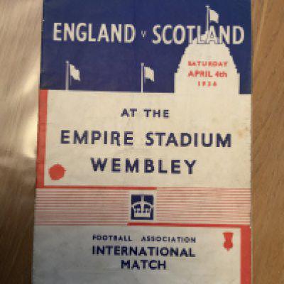 1936 England v Scotland Football Programme: Fair/good condition programme for full International match played at Wembley. No team changes. Rusty staples are holding firm.
