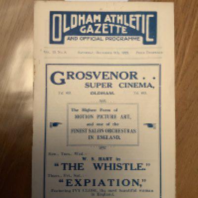 1922 - 1923 Oldham Athletic v Preston Football Programme: Excellent condition programme with no team changes from the season Oldham were relegated from Division One.