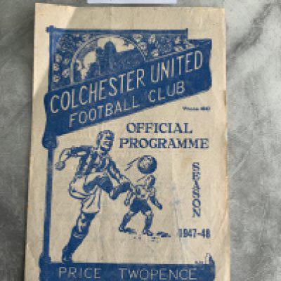 47/48 Colchester United v Wrexham FA Cup Football Programme: Good condition with no team changes from the 2nd round proper.