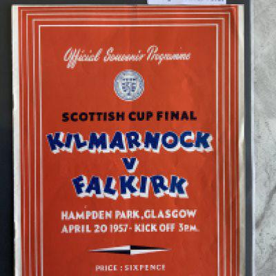 1957 Scottish Cup Final Football Programme: Kilmarnock v Falkirk played at Hampden Park in excellent condition with no team changes.