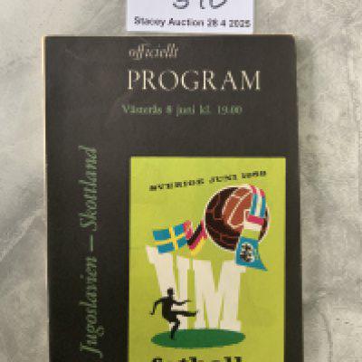 1958 Yugoslavia v Scotland World Cup Football Programme: Excellent condition 88 page programme with no team changes.