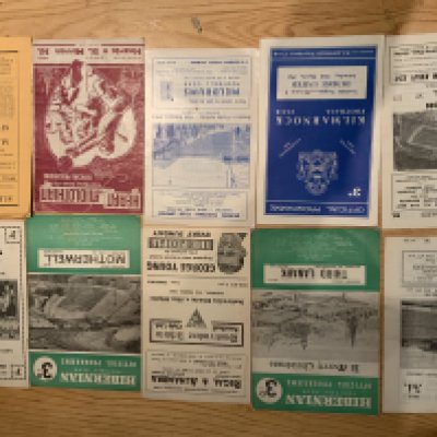 Scottish Football Programmes: Includes 52/53 Hearts v St Mirren and homes of St Mirren Stirling Hibernian Ayr Utd Kilmarnock and Dunfermline from around 1960. Good. (10)