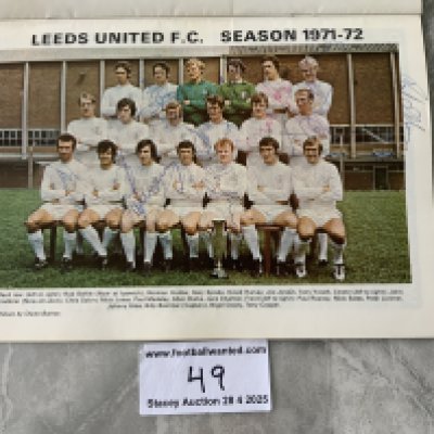 1972 FA Cup Final Leeds United Signed Football Programme: Colour squad picture inside is signed by 11 Leeds players including Charlton Reaney and Bremner. Genuine autographs a little scruffy but programme is excellent.