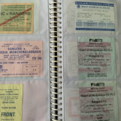 Scottish Football Tickets: Mainly 80s onwards to include Scottish Internationals and big match with a large amount of Rangers tickets often at home in Europe. Easily removed from display folder. (144)