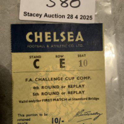 57/58 Chelsea v Darlington FA Cup Football Ticket: No date to ticket but confirmed as correct match by an expert. Address written to rear.