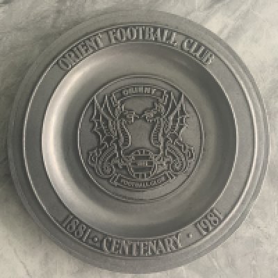 Orient 1981 Limited Edition Large Centenary Plate: Metal plate number 352/500 in excellent condition with raised club badge and writing. Former property of club secretary Peter Barnes.
