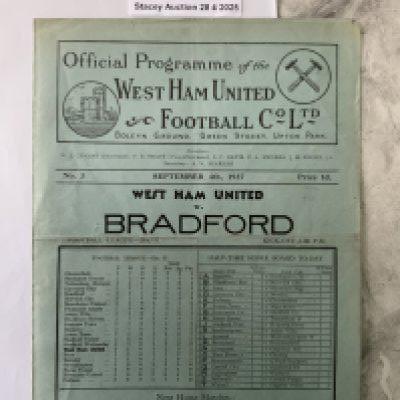 37/38 West Ham v Bradford Park Avenue Football Programme: Division Two match in very good condition with no team changes.