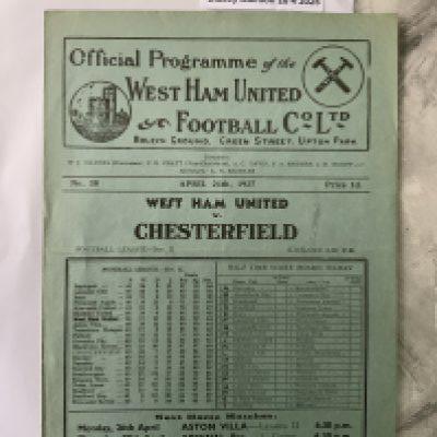 36/37 West Ham v Chesterfield Football Programme: Division Two match in very good condition with no team changes.