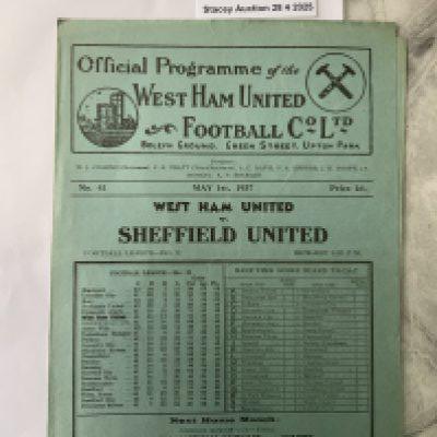 36/37 West Ham v Sheffield United Football Programme: Division Two match in very good condition with no team changes.