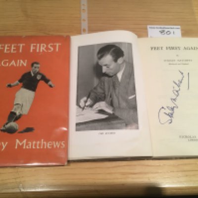 Stanley Matthews Signed Football Book: Feet First Again 1952 signed inside without dedication by the England and Blackpool star. Good condition Nicholas Kaye book.