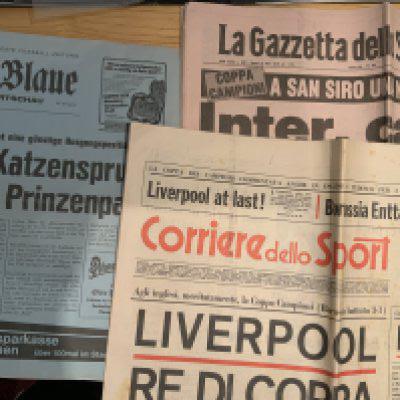 Liverpool European Away Football Newspapers: Die Blaue programme for 1981 match at Bayern Munich and other semi final between Real Madrid and Inter Milan. C/W 1977 Corriere Dello Sport for final v Monchengladbach.
