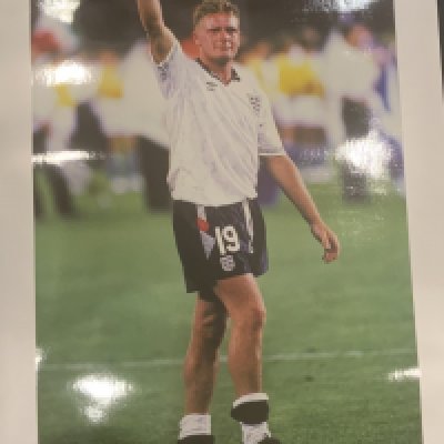 Big Blue Tube Signed Football Prints: All measuring nearly 23 x 17 inches in excellent condition produced by the famous company with genuine autographs on prints of which there were only 500. Includes 2 different Rooney England, Gascoigne England, Pearce England, Le Tissier Southampton, Juninho Middlesbrough and others. (8)