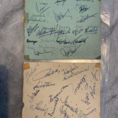 1956 Red Banner + Sparta Rotterdam Football Tour Autographs: Portsmouth opponents amongst others. Two separate individual autograph book pages with both squads signed. (2)