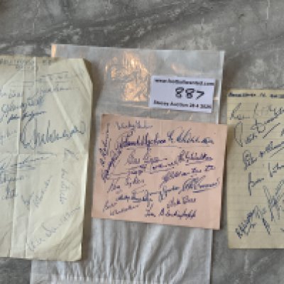 Late 1940s Middlesbrough Football Autographs: Three pages from 48/49 (16) 49/50 (11) and 50/51 (15). Some great names to include Blenkinsopp Mannion Gordon and Hardwick. 47 autographs in total.