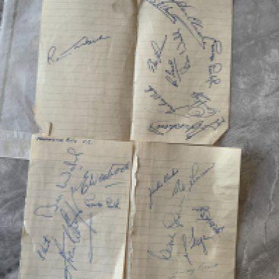 Late 1940s Manchester City Football Autographs: Two double exercise book pages from two different late 40s seasons. One signed by 10 of the squad and a further by 12 Includes Joe Fagan Black Smith Clarke Walsh and Murray.