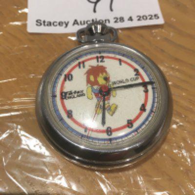 1966 World Cup Willie Football Stopwatch: Stunning original stopwatch featuring WC Willie. Watch states 1966 World Cup and maker. Untested.