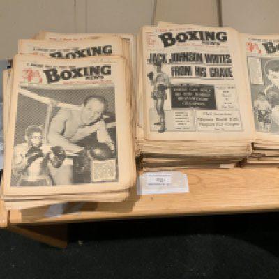 Collection of Boxing News Newspapers. Large quantity from 1966 to 1973 with 52 editions from each year. Great time for boxing to include features Ali Frazier and Cooper. (416)