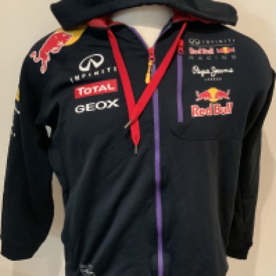 Red Bull Racing Motor Racing Sweatshirt: Unused XL hoody in navy with red trim. Advertising from Red Bull Pepe Jeans Total Geox Infiniti and Renault. Brand new condition without tags.