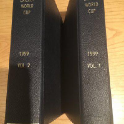 Cricket World Cup 1999: Two bound volumes with all 42 programmes from the tournament at various grounds in England. Australia beat Pakistan in the final.