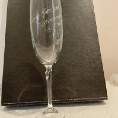 1993 Bristol City v Manchester United Champagne Flute Gift: Engraved Chris Garland Testimonial BCFC v MUFC May 14th 1993. Gifted to Manchester United player for playing in the match.