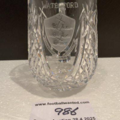 1968 Waterford v Manchester United European Cup Players Gift: Glass tankard just has the Waterford football club badge and was given to a Manchester United player. Not surprisingly made of Waterford Crystal.