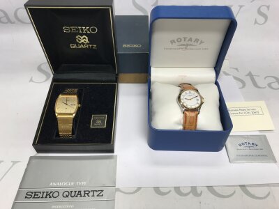A gents Seiko quartz watch and a Rotary leather strap watch. NO RESERVE