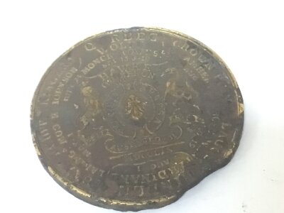 A Rare 18th century bronze medallion made to commentate British Military Victories 1758/59.
The reverse with the side profile of George II.