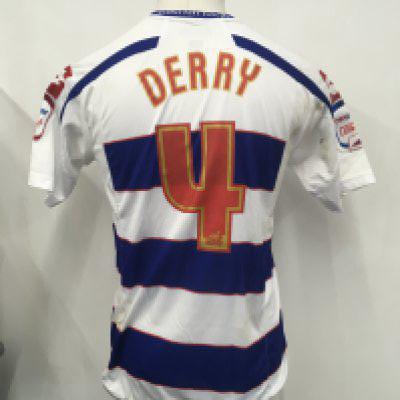 Queens Park Rangers 2010 - 2011 Match Worn Football Shirt: Home short sleeve shirt with N Power league badging to arms. Derry number 4 to rear. Worn v Portsmouth on 1st February 2011. Shirt is unwashed.