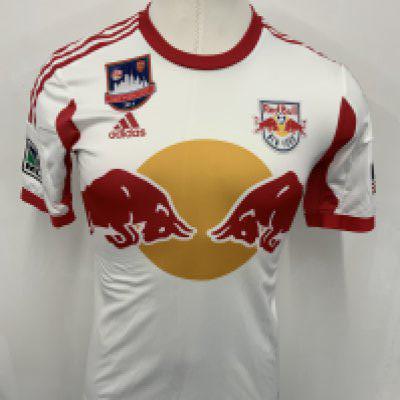2014 New York Red Bulls Match Worn Football Shirt: Red and white shirt worn v Arsenal on 26th July 2014 by number 11 McCarty in the New York Cup.
