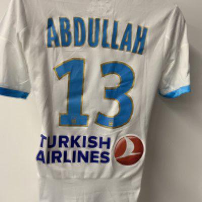 Marseille 2013 - 2014 Match Worn Football Shirt: White short sleeve home shirt with number 13 Abdullah to rear and Ligue 1 patch to sleeve.