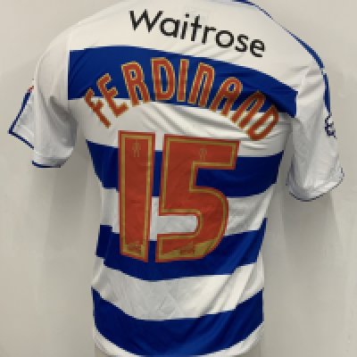 Ferdinand Reading 2015 - 2016 Match Worn Football Shirt: Blue and white short sleeve with Ferdinand number 15 to rear. Football League badging to sleeves. Swapped with Bobby Zamora by Anton Ferdinand. Unwashed